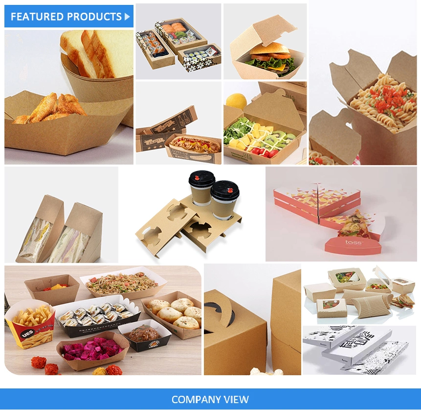 Disposable Hot Takeaway Lunch Food Paper Cardboard Wrapper for Heating Protection