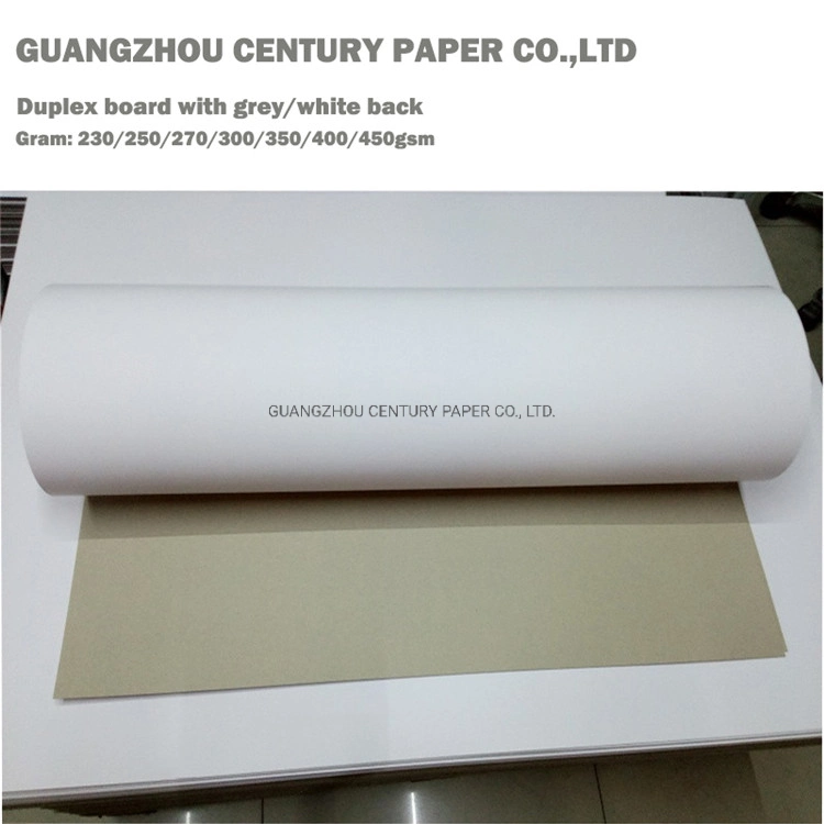 250GSM 300GSM 350 GSM 400GSM White Coated Duplex Grey Cardboard Paper Board with Grey Back
